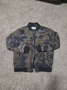Calvin Klein Quilted Camo Bomber Jacket - Green/Black/Brown